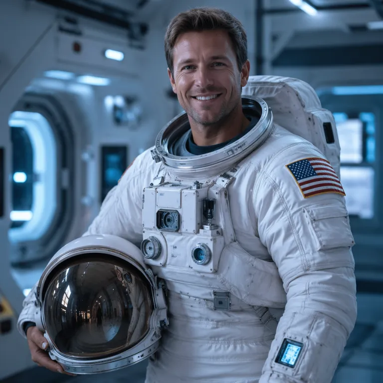 AI face swap example reimagining a person as a smiling astronaut