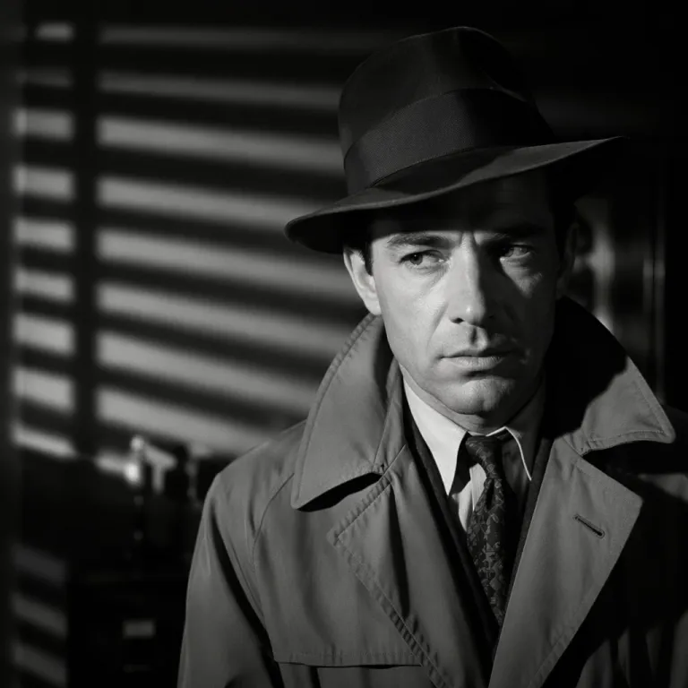 Black-and-white film noir photo face swap portrait example