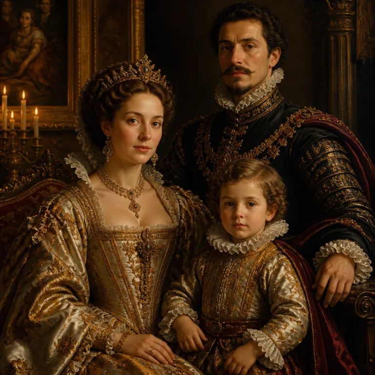 Group face swap example as a Renaissance noble family portrait