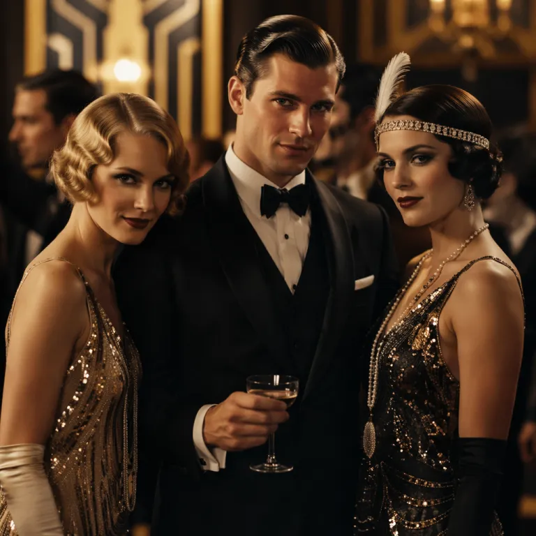 Multi-face swap example as a glamorous 1920s art deco party group